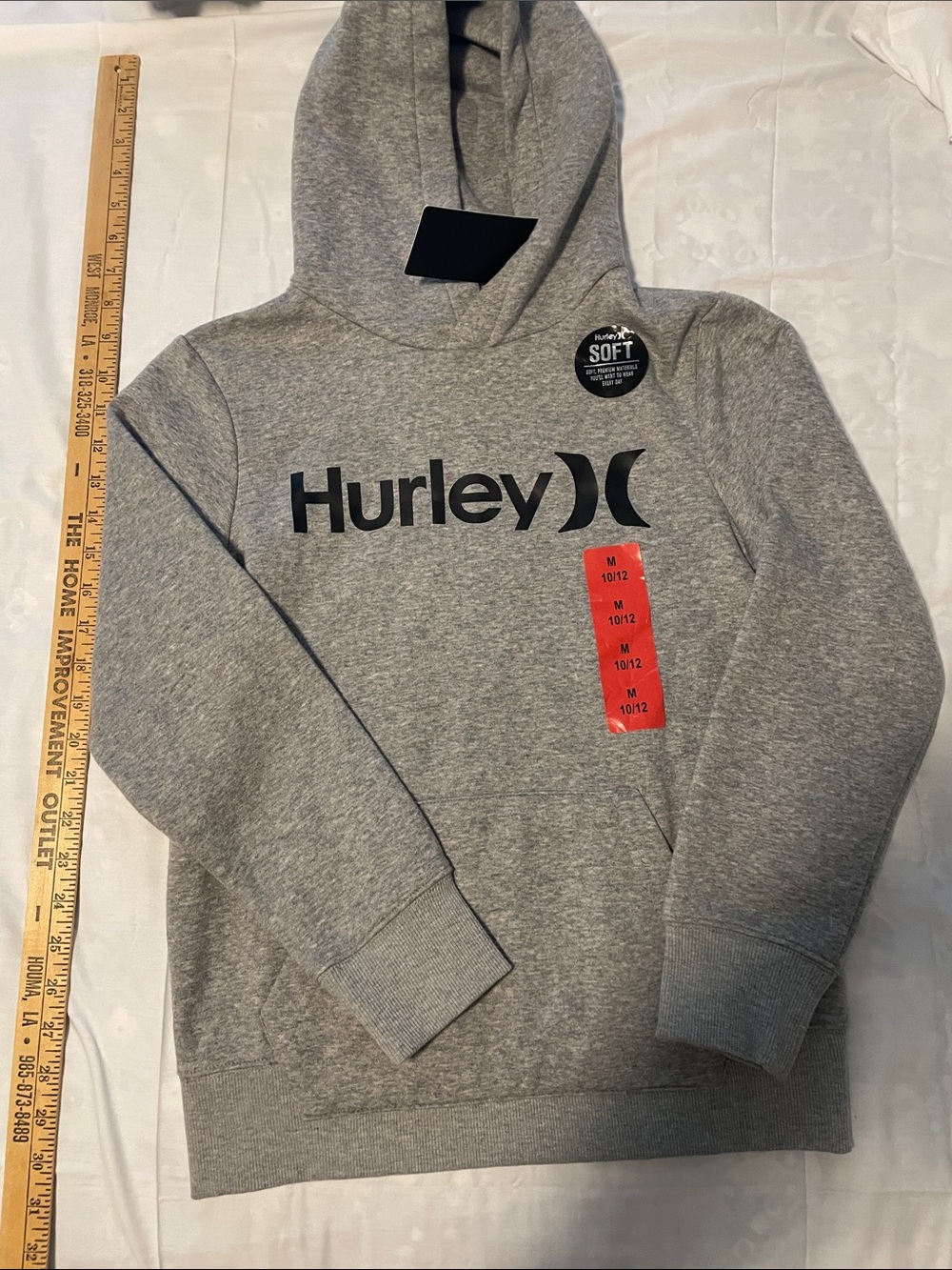Hurley Gray Hooded Pullover with Black Logo
